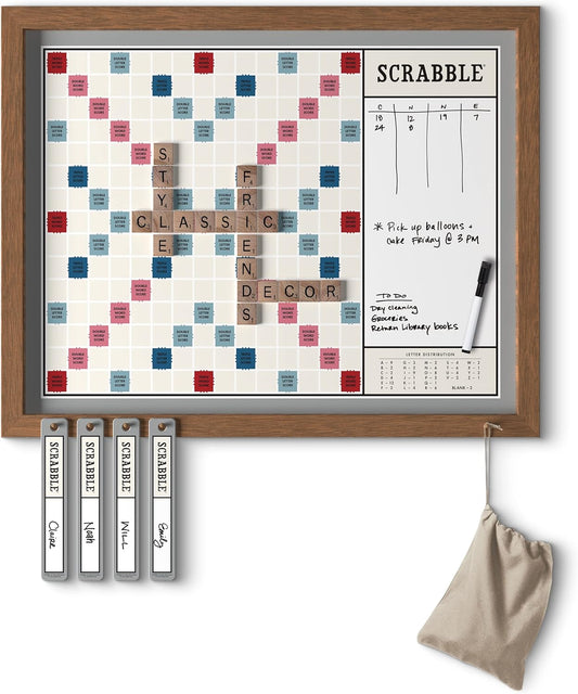 Winning Solutions Scrabble Deluxe Vintage 2-in-1 Wall Edition with Dry Erase Message Board