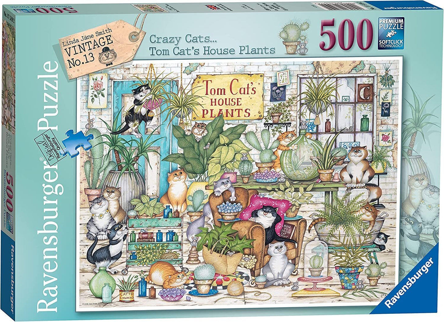 Ravensburger - Crazy Cats Tom Cat's House Plants Puzzle 500pc