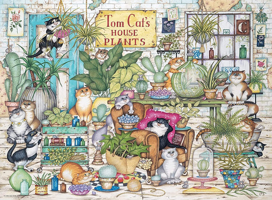 Ravensburger - Crazy Cats Tom Cat's House Plants Puzzle 1000pc