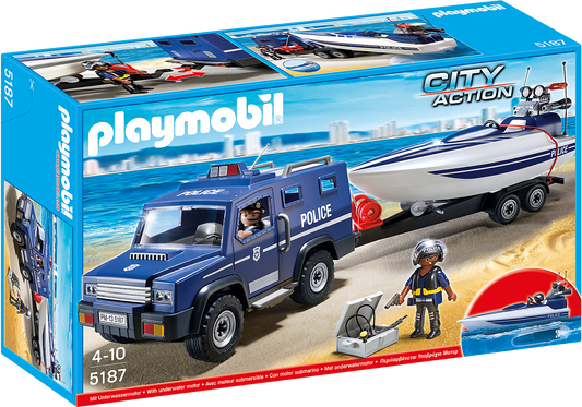 Playmobil - Police Truck with Speedboat