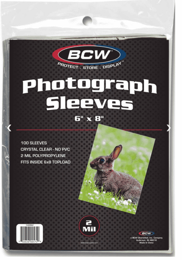 BCW Photo Sleeves (6" 1/16 x 8" 1/16) (100 Sleeves Per Pack)